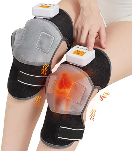 JOBYNA Kabellose Heizkissen für Knie, 2Pcs Knie Massagegerät Kniewärmer mit Vibration für Arthritis, Schmerzlinderung, Abschaltautomatik, 45-65℃ Einstellbar