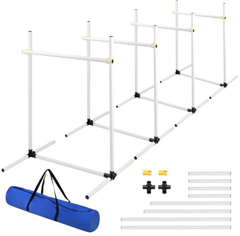QWORK® 4 x Agility Hürdenset für Hundetraining, Höhenverstellbare Kunststoffhürden