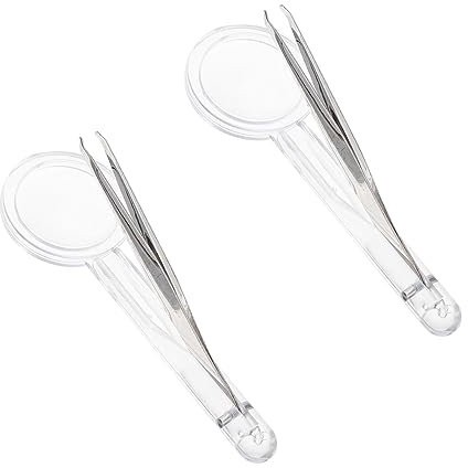 FOMIYES 4 Stück Pinzette Lupe Pinzette zum Zupfen der Augenbrauen beleuchtet Handlupe mit e Vergrößerungsglas mit e tragbare multifunktionale optisches Glas Weiß