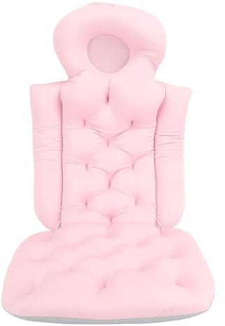 Ganzkörper-Badekissen für die Badewanne, Körperkissenunterstützung mit Atmungsaktivem Netz, Ganzkörper-Badewannenkissen mit Saugnapf für EIN Entspannendes Badeerlebnis (PINK)