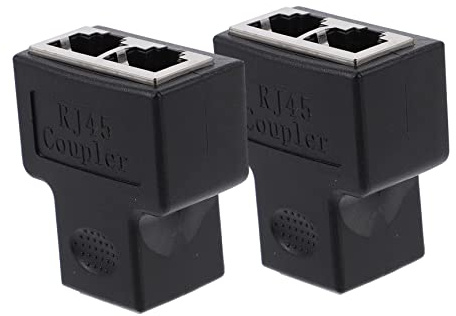 Rj45 Splitterstecker 1-zu-2 Netzwerkadapter Schwarz 2 Stück | Kunststoffgehäuse, für Büro und Zuhause, Verteilt eine Leitung Zwei Ausgänge