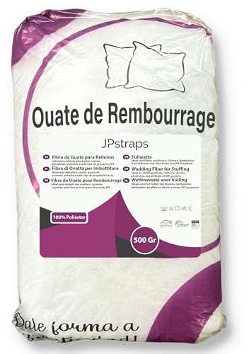 JPstraps - Guata Relleno 100% Poliéster, Fibra Hueca Siliconada, Microfibra Suave y Esponjosa. Relleno Amigurumis, Cojines, Almohadas, Peluches y Manualidades. Ligero y Voluminoso (500 g)