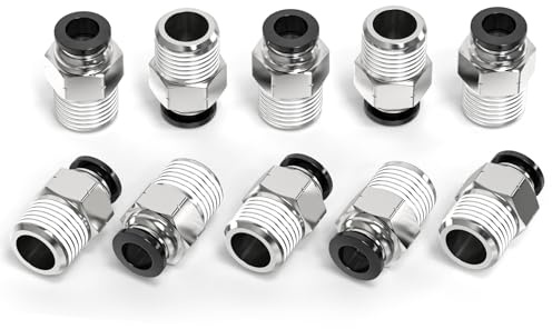 ERGAOBOY 10 pezzi maschio diritto 8MM tubo OD x 3/8 BSP filettatura spingere per collegare raccordi, aria spingere collegare strumento raccordi tubo pneumatico