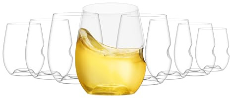 govino Lot de 8 verres à vin blancs incassables originaux – Réutilisables, passent au lave-vaisselle, sans BPA, durables, transparents comme du cristal pour l'intérieur, l'extérieur et une utilisation