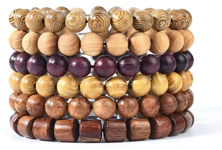 Elastisches Holzperlenarmband 6mm – Unisex Schmuck für Damen und Herren – Natürliches Material