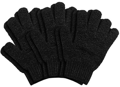 Peeling-Handschuhe, Bambus-Duschhandschuhe, 6 Stück, Peeling-Handschuhe für Bad und Körper, entfernt eingewachsene Haare und abgestorbene Haut für Dusche, Spa, Massage und abgestorbene Hautzellen