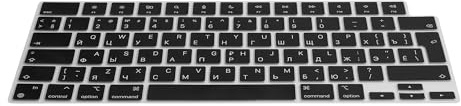 kwmobile Protector Compatible con Apple Macbook Air 13 M4 2025 A3240 - Cubierta para Teclado Ruso QWERTY - Negro