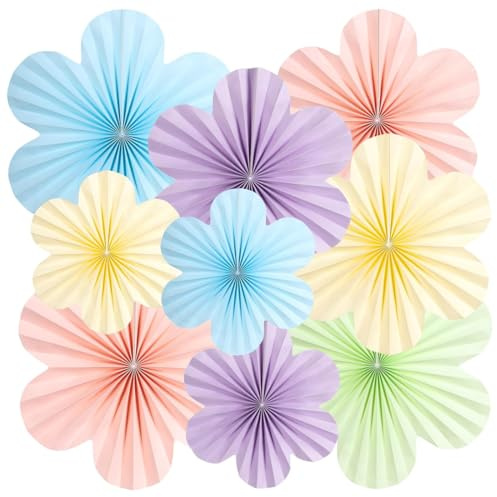 9 PCS Scomparti di carta, PomPon di Carta Velina, Decorazioni da Appendere a Ventaglio, decorazione per matrimoni, compleanni, decorazione da tavolo, classroom Baby Shower (Colore)