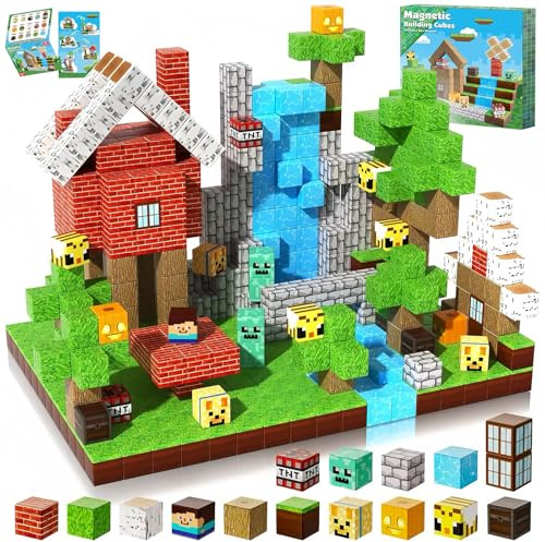 XUNIVERS Costruzioni Magnetiche,100 Pezzi Cubi Magnetici per Bambini,Giocattoli Magnetici Creativi Montessori da 3-7 Anni Ragazzo e Ragazza Magnetic Building Blocks Regali di Bambini,regali di Natale