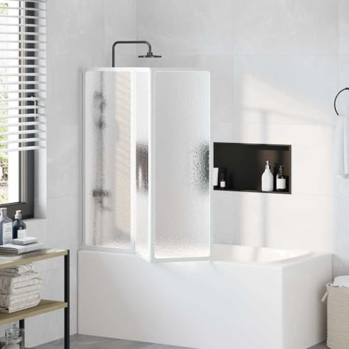 Dichtlippe Dusche Glastür, Duschwand 141 x 132 cm 3 Paneele Faltbar Duschkabine Faltbar für offene Walk-In Bereiche
