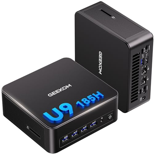 GEEKOM IT13 Max Mini PC avec Intel Core Ultra 9 185H, 32Go LPDDR5 6400 MT/s | SSD 1To, Intel Arc Graphics, double LAN 2,5G, USB4,Wi‑Fi 7,4 écrans 8K, IA Mini Ordinateur idéal pour le gaming et travail