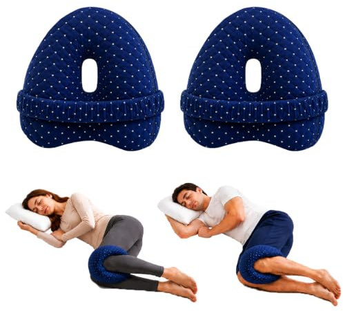 Leg Knee Pillow for Sleeping On Side Memory Foam Side Sleeper (2 x blue)