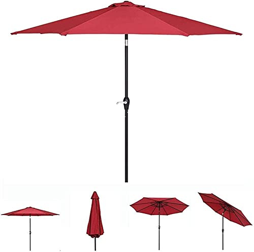 CMBSSTFC Garden Parasol 9FT Collapsible Beach Umbrella Parasol With 8 Sturdy Ribs Outdoor Patio Parasol With Tilt Mechanism Waterproof Canopy Sun Shade Awning