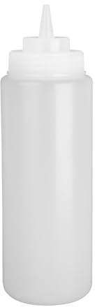 Vogue Squeeze Sauce Bottle 910 ml/32 oz, Clear Polyethylene, Wide Neck for Mess-Free Filling, Precise Narrow Dispenser Tip, Refillable Sauce Bottle, Screw Top Design, Commercial or Home Use, E093