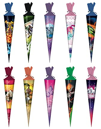 10x Schultüte 25cm Zuckertüte rund