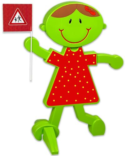 UvV Warnpuppe mit rot reflektierender Folie warnt Autofahrer vor spielenden Kindern - Reflektorenaufkleber für Schutz & Sicherheit in der Dunkelheit