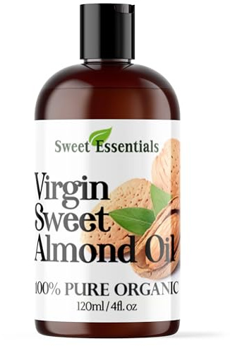 Organic Unrefined Sweet Almond Oil | 4oz Imported From Italy | 100% Pure | Cold Pressed | Hexane Free | Natural Moisturizer |Great For Hair, Skin & Nails | Carrier Oil | Great To Dilute Essential Oils