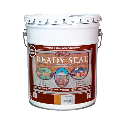 Ready Seal Exterior Wood Stain | Semi-Transparent Oil-Based Formula | Professional Grade Stain and Sealer in One | Ideal for Decks, Fences, Pergolas, Wood Siding & More | 5 Gallon | Redwood