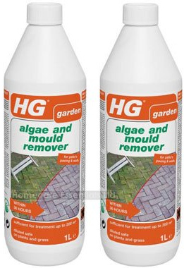 HG Pack of 2 x Algae and Mould Remover 1 Litre - Green Slime, Moss, Algae Remover