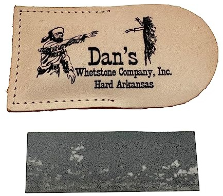 Genuine Arkansas Hard (Fine) Pocket Knife Sharpening Stone Whetstone 3 x 1 x 1/4 in Leather Pouch FAP-13A-L