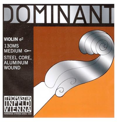 Thomastik-Infeld Dominant cuerda de violín Mi 4/4 – cuerda individual (130MS), núcleo de acero, entorchado de aluminio, tensión media, lazo