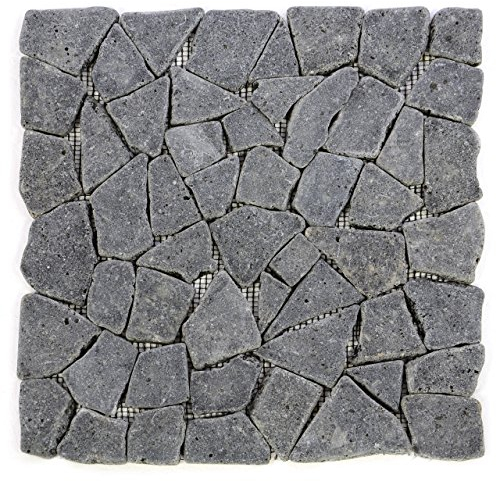 DIVERO 11 Fliesenmatten Naturstein Mosaik aus Andesit für Wand und Boden grau á 30 x 30 cm