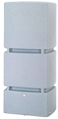 Regentonne eckig Regenwassertank Jumbo 800 Liter Granit grau aus UV- und witterungsbeständigem Material. Frostsichere Regenwassertonne BZW. Regenfass Wandtank mit hochwertigen Messinggewinden