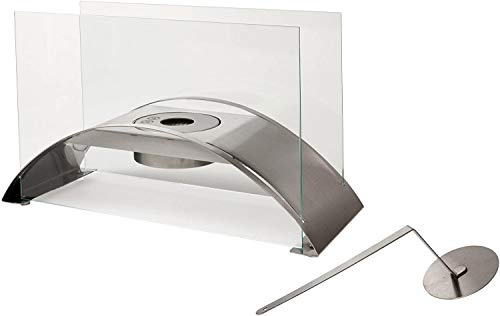 LILIMO Edelstahl Tischkamin Varese | 50 x 20 x 30 cm | Freistehender Bio-Ethanol Kamin | in Silber | Ethanol Kamin Indoor und Outdoor | Bio Ethanol Kaminofen Indoor, Balkon- und Terassenkamin