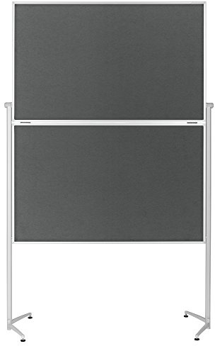 magnetoplan Moderationstafel klappbar Filz mit einklappbaren Standfüßen, inklusiv feststellbare Laufrollen, 120 x 150 cm, grau | Klappbar, Filz grau