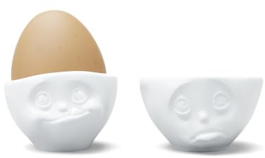 FIFTYEIGHT PRODUCTS / Tassen / Eierbecher - Set Nr. 2 „Och Bitte & Lecker“ (Porzellan, weiß, Made in Germany)
