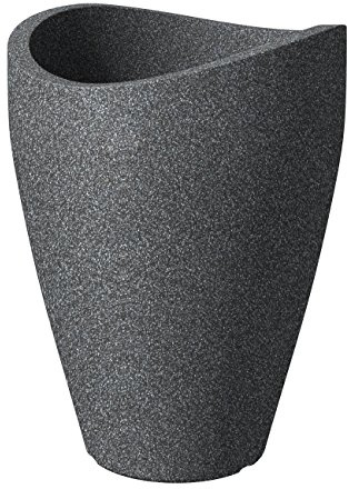 Scheurich Wave Globe High, Hochgefäß aus Kunststoff, Schwarz-Granit, 50,5 cm Durchmesser, 67 cm hoch, 33 l Vol.