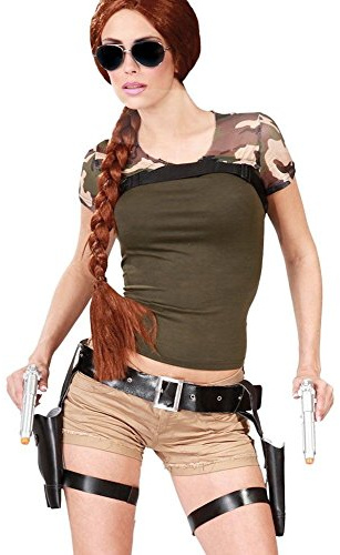Pistolengürtel inklusive 2 Waffen Halfter Doppelholster mit Pistolen für Polizist Spion SWAT Lara Croft Kostüm Kostüm-Zubehör
