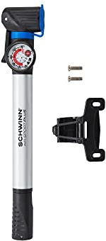 Schwinn Air Sport Bike Frame Pump with Gauge Fits Schrader and Presta Valve Types Silver