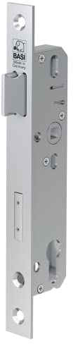 BASI | Rohrrahmenschloss für Profilzylinder | Dornmaß 40 mm | Stulp 24 x 245 mm | käntig | DIN Rechts/Links | Einsteckschloss für Profilrahmentüren | Stulp aus Edelstahl