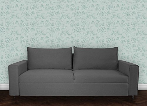 Elegante Barock Tapete mit üppigem floralem Muster in edlem hellblau, türkis, Vlies Tapete Ornamente, Klassische Wanddeko GMM Wand Dekoration für edle Wohnakzente (H: 2,6m B: 46,5cm)