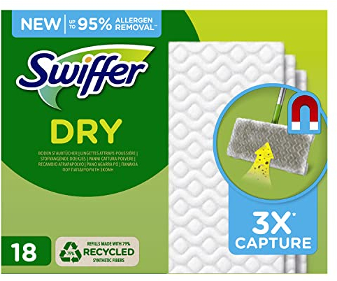 Swiffer Bodenwischer Boden Staubtücher Nachfüllpack 18 Tücher, Nimmt 3x Mehr Staub & Haare Auf Und Schließt Diese Ein Im Vgl. Zu Einem Herkömmlicher Besen