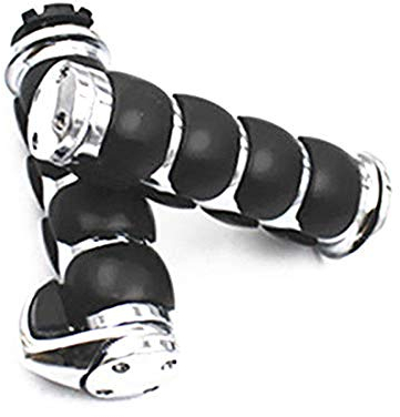 JaneShop Universal 22mm 7/8 Zoll Motorrad Gummi Aluminiumlegierung Lenker Arbeitssparende Handgriffe Motorrad Gas (Chrom)