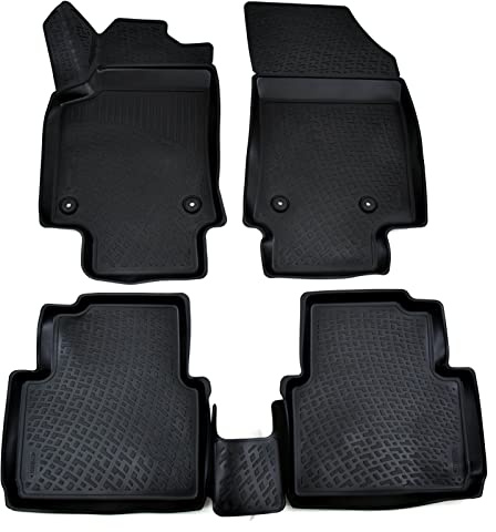 J&J AUTOMOTIVE Tappetini Auto in Gomma su Misura per Opel Crossland X Dal 2017, Set da 4 Pezzi, Bordo Alto 4 cm, Antiscivolo, Inodore, Colore Nero