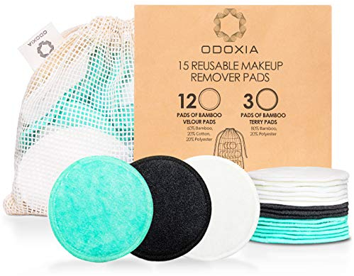Reusable Makeup Remover Pads | Eco Friendly & Zero Waste Cotton Rounds | Beauty Products | 15 Natural & Organic Face Pads with Laundry Bag | Soft for All Skin Types | Bamboo Wipes for Facial Cleansing