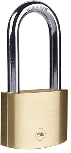 Yale Lucchetto in ottone Y110B/60/163/1 corpo 60mm, arco lungo in acciaio, 3 chiavi