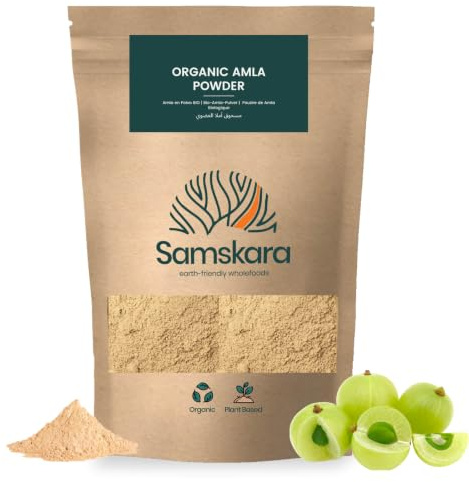 Amla en Polvo BIO | Samskara | Amla Orgánico y Puro para Cabello y Piel | Fuente Natural de Vitamina C, Colágeno y Calcio | Polvo de Amla 100% Ayurveda - 250 gr