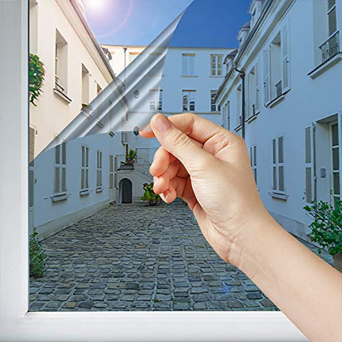 DIMEXACT - Film fenêtre Anti Regard Miroir sans Tain Anti Chaleur et Anti UV - Brise Vue pour vis-à-vis lointain - alu Clair - 75 cm x 0.5 m - en Rouleau