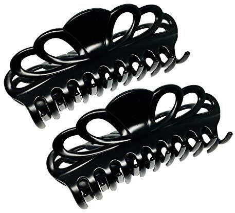 Marrie Extra Large Hair Claw Clips for Women Thick Long Curly Hair Nonslip Jumbo Strong Big Hold Jaws Clip Clamp Grip French Hair Styling Accessories 5.8 Inches Long (Black x 2)