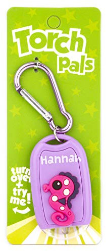 Stands Out, Supplying Outstanding Gifts Hannah Name Seahorse Girls Purple Novelty Personalised Mini LED Toy Torch Carabiner Clip