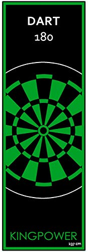 Kingpower Dartmatte Dart Teppich Turnier Matte Abwurflinie Bodenschutz Zubehör Dartpfeile Dartscheibe Dartboard 2 Größen 237cm und 290cm Verschiedene Designs, Design:Design 05 (Grün 237x80cm)