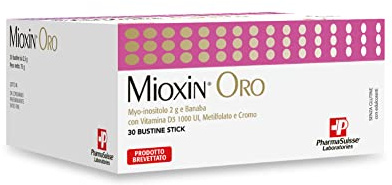 Mioxin® Oro per il Benessere in ambito Ginecologico - A base di Myo-inositolo, estratto di Banaba, Vitamina D3 (1000 UI), Metilfolato e Cromo - 30 bustine stick