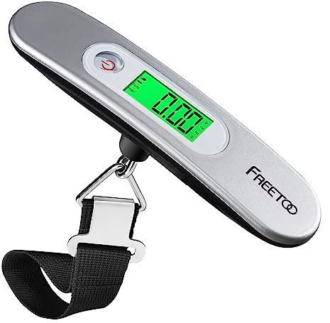 FREETOO Luggage Scales for Suitcases Weighing, Portable Digital Weight Scale for Travel with Tare Function 110 Lb/ 50Kg Capacity (Silver)