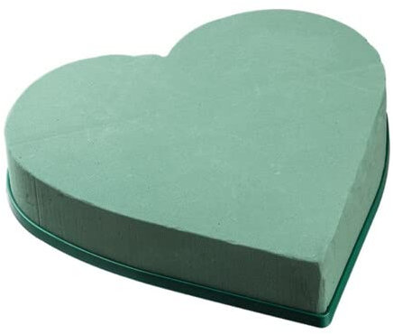 Mousse Florale Mouillable/Cœur 30cm de Diamètre/Base Plastique/Lot de 2PCS