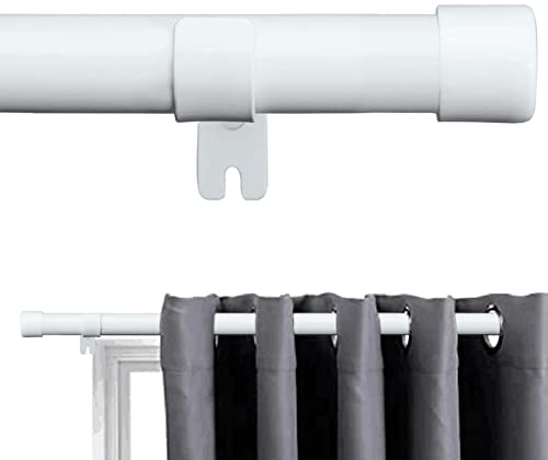 Bastone per Tenda, 76-238 cm Aste per Tende per Finestra con Manopole a Cappuccio con Staffe, Bastone per Tende Regolabile Set di Ferramenta in Acciaio Inossidabile Finestra della Camera/Bianco