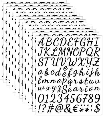 1008 Stück 12 Blätter Buchstaben Aufkleber Selbstklebende Klebebuchstaben Zahlen Selbstklebende Buchstaben Nummern Aufkleber für Briefkasten Schilder Tür Adressnummer DIY Scrapbooking, Schwarz